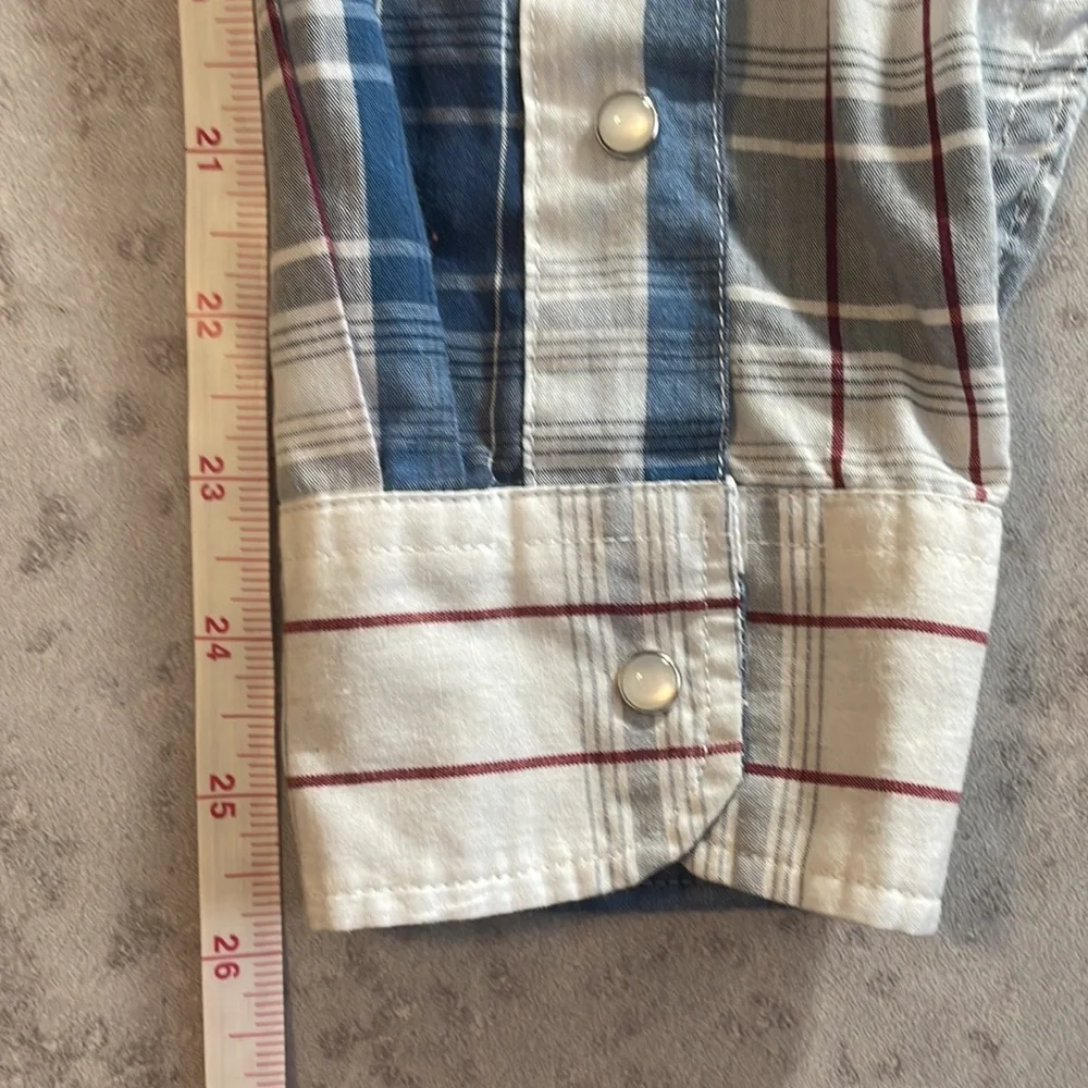 LEVI’S Men’s Long Sleeve Western Style Plaid Pearl Snaps Blue White‎ Red Size M